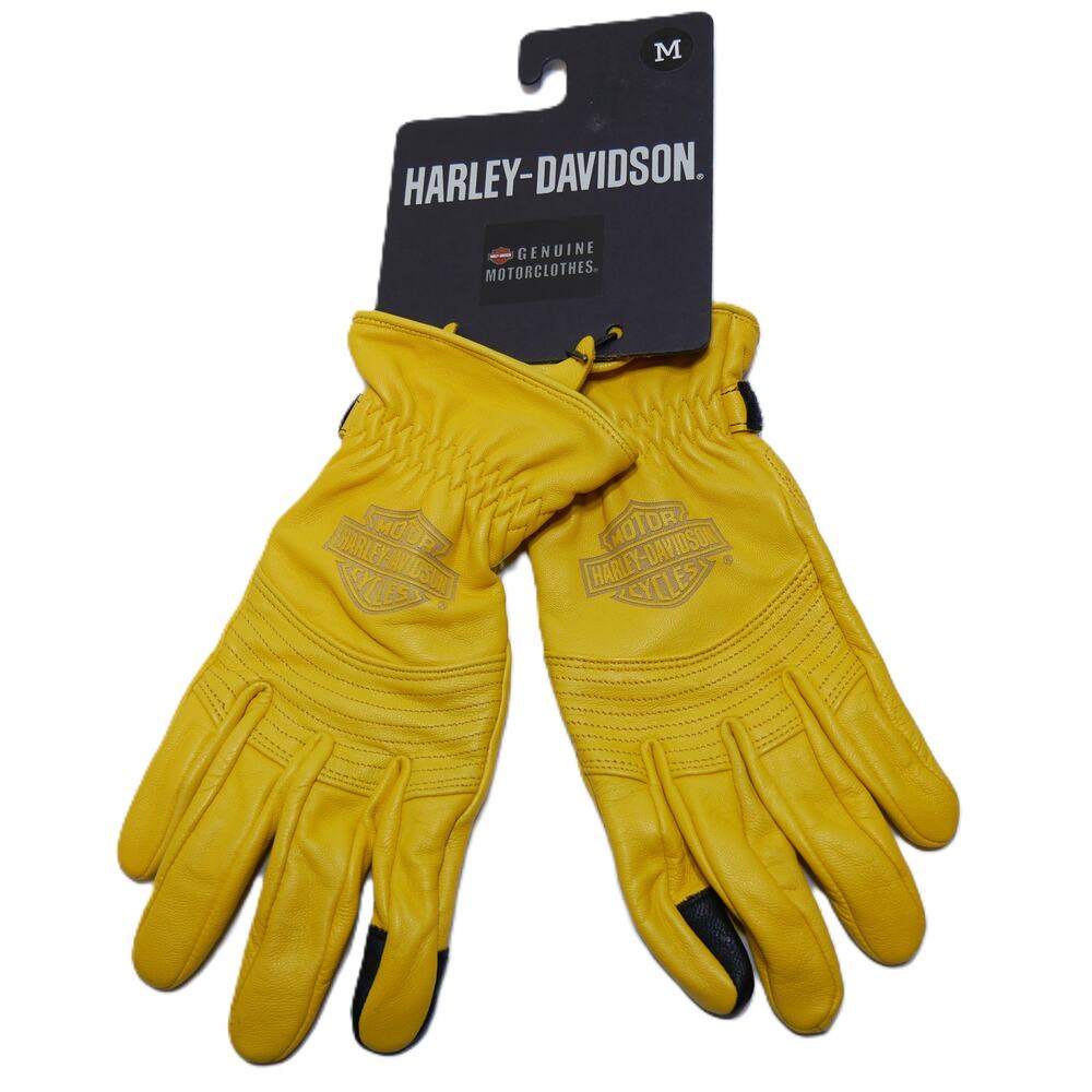 New Harley Davidson Women's Helm Leather Work Gloves Yellow